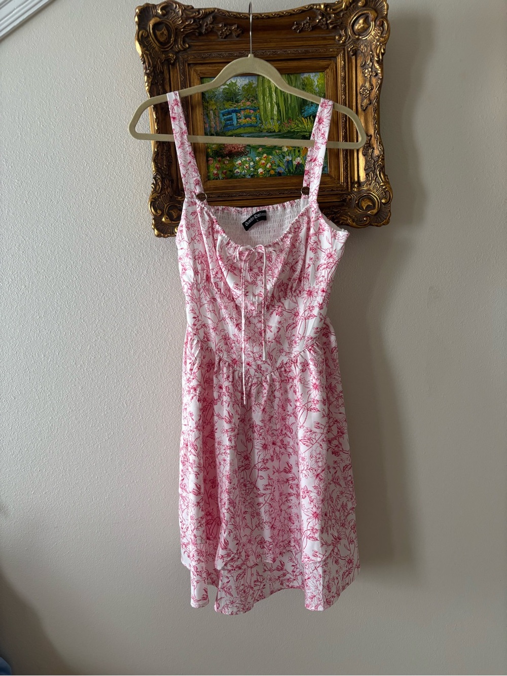 Scarlet Darkness Pink Floral Toile Milkmaid Dress